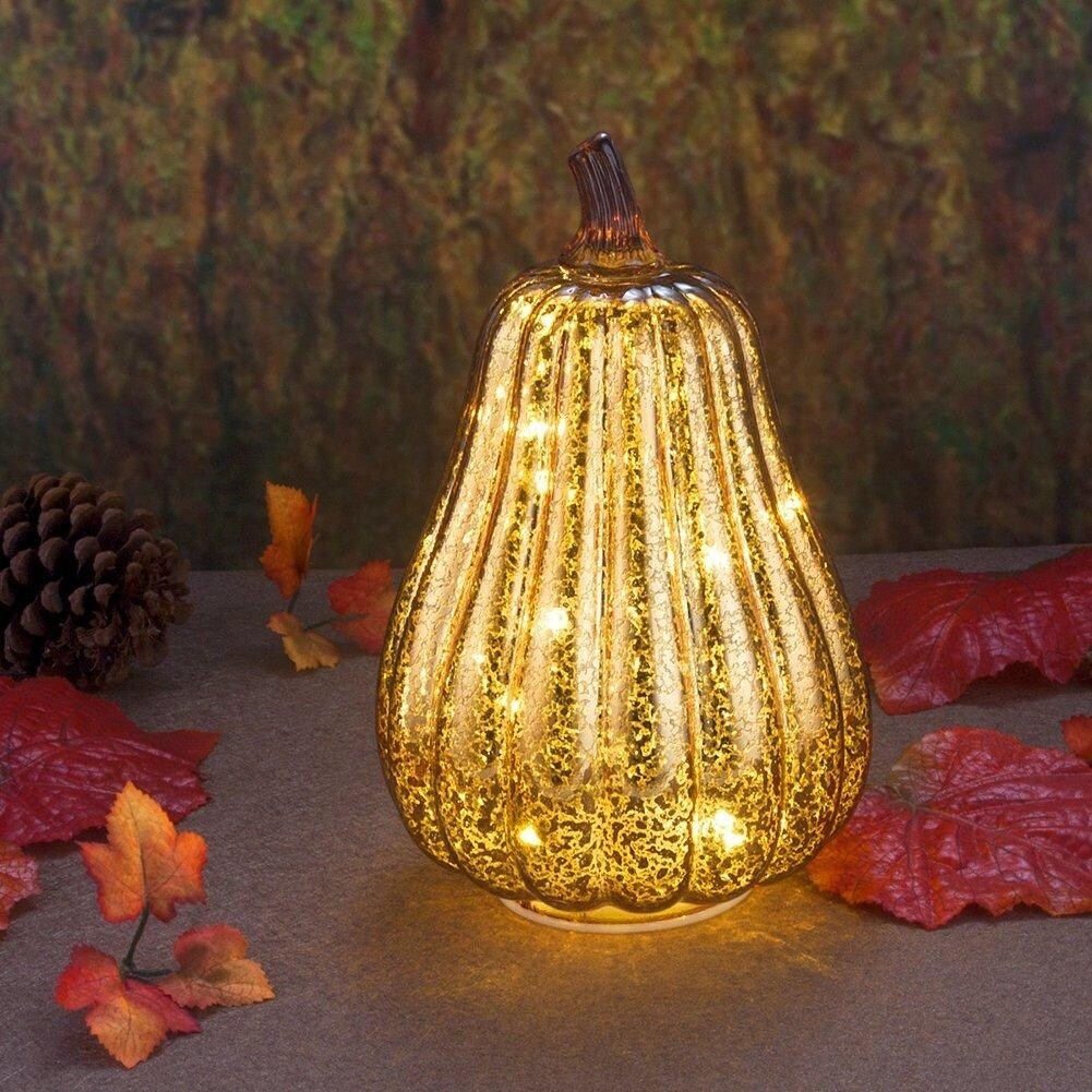 5 inches Romingo Mercury Glass Pumpkin Battery Operated LED Light with